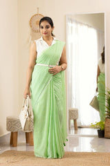 Ravishing Linen Cotton Pista Color Saree