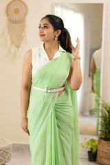 Ravishing Linen Cotton Pista Color Saree