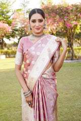 Imposing Kanjivaram Silk Pink Color Saree