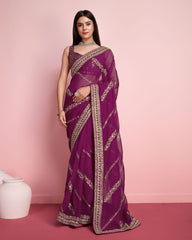 Innovative Wine Color Taby Silk Saree