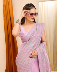 Occasion Wear Georgette Sequence Work Dusty Pink Color Saree