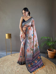 Delightful Silk Digital Printed Purple Color Saree