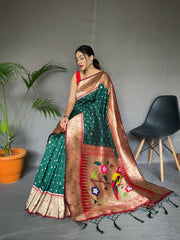 Beautiful Paithani Silk Green Color Saree