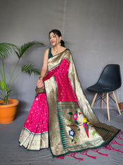 Beautiful Paithani Silk Pink Color Saree