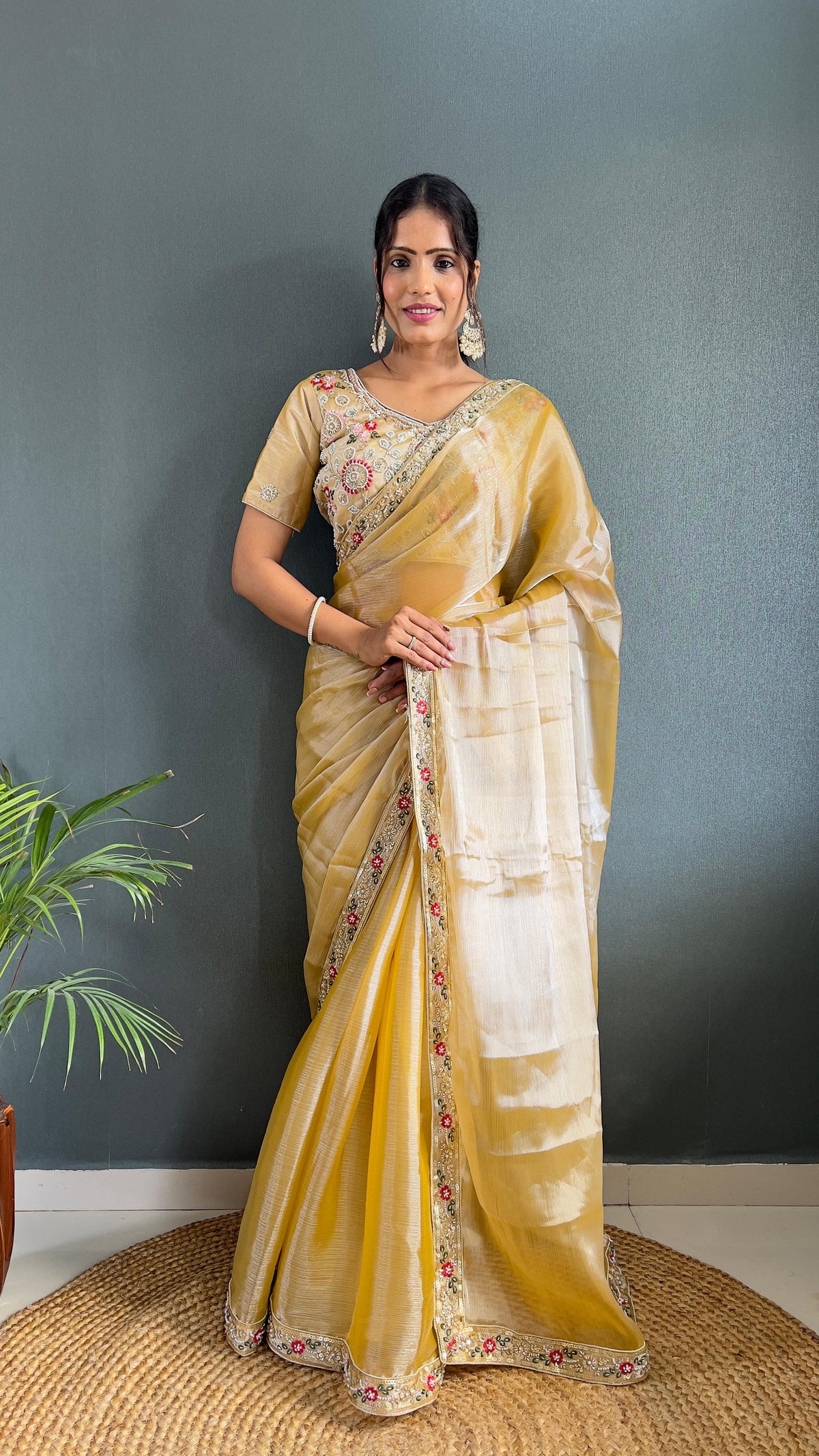 Adorable Burberry Silk Handwork Border Mustard Color Saree