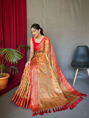 Wonderful Tissue Silk Mustard Color Zari Weaving Saree