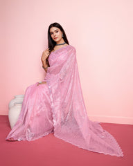 Party Wear Pink Color Sequence saree