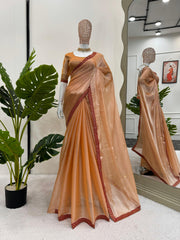 Eyes Catching Burberry Silk Orange Color Saree