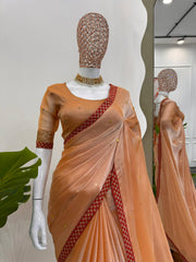 Eyes Catching Burberry Silk Orange Color Saree