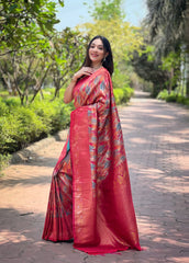 Function Wear Kanchipattu Silk Red Color Saree