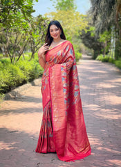 Function Wear Kanchipattu Silk Red Color Saree