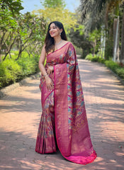 Function Wear Kanchipattu Silk Pink Color Saree