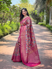 Function Wear Kanchipattu Silk Pink Color Saree