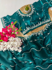 Wonderful Teal Blue Color Zimmy Choo Saree