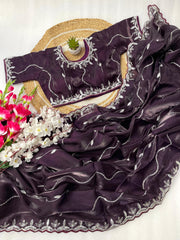 Wonderful Wine Color Zimmy Choo Saree