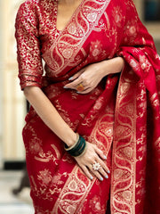 Marvelous Banarasi Soft Silk Red Color Saree