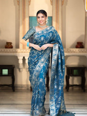 Marvelous Banarasi Soft Silk Teal Blue Color Saree