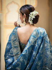 Marvelous Banarasi Soft Silk Teal Blue Color Saree