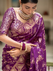 Marvelous Banarasi Soft Silk Purple Color Saree