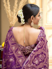 Marvelous Banarasi Soft Silk Purple Color Saree