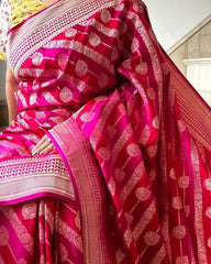 Imposing Banarasi Soft Silk Pink Color Saree