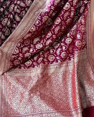 Preferable Banarasi Golden Zari Weaving Pink With Multi Color Saree