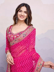 Awesome Georgette Digital Print Pink Color Saree