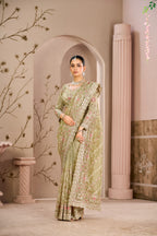 Royal Begum Tissue Silk Saree with Crystal & Multi-Thread Embroidery