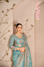 Royal Begum Tissue Silk Saree with Crystal & Multi-Thread Embroidery