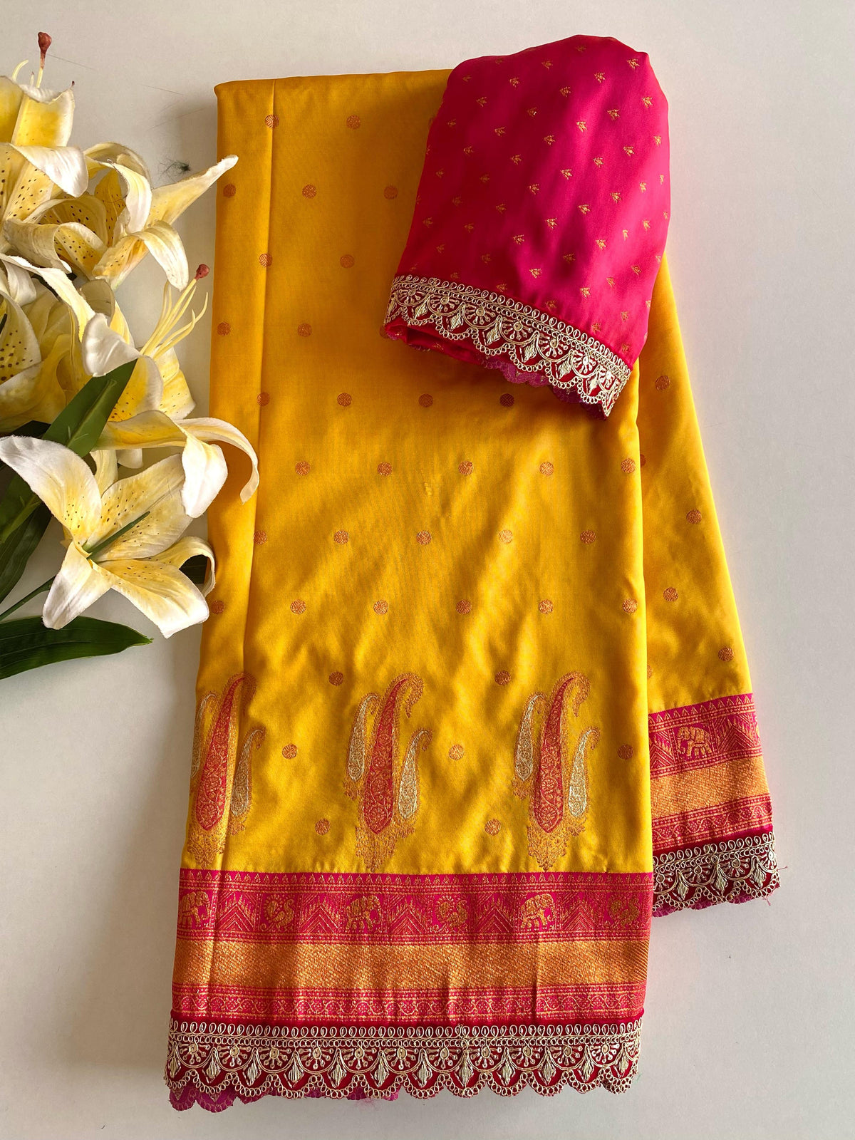 Awesome Paithani Silk Yellow Color Saree