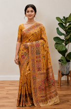 Traditional Rajwadi Zari Border Saree