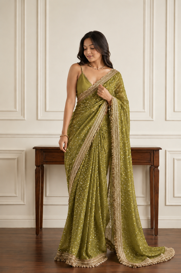 Elegant Lace Weave Saree