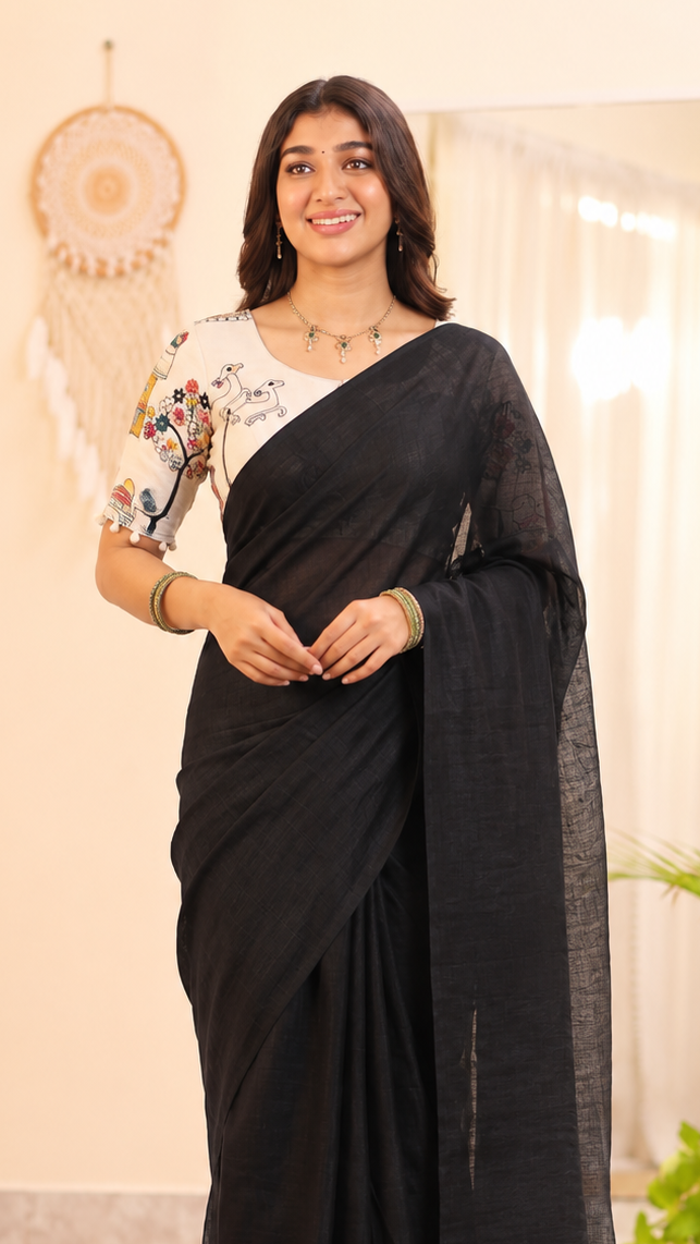 Traditional Cotton Weave Saree With Blouse Main image