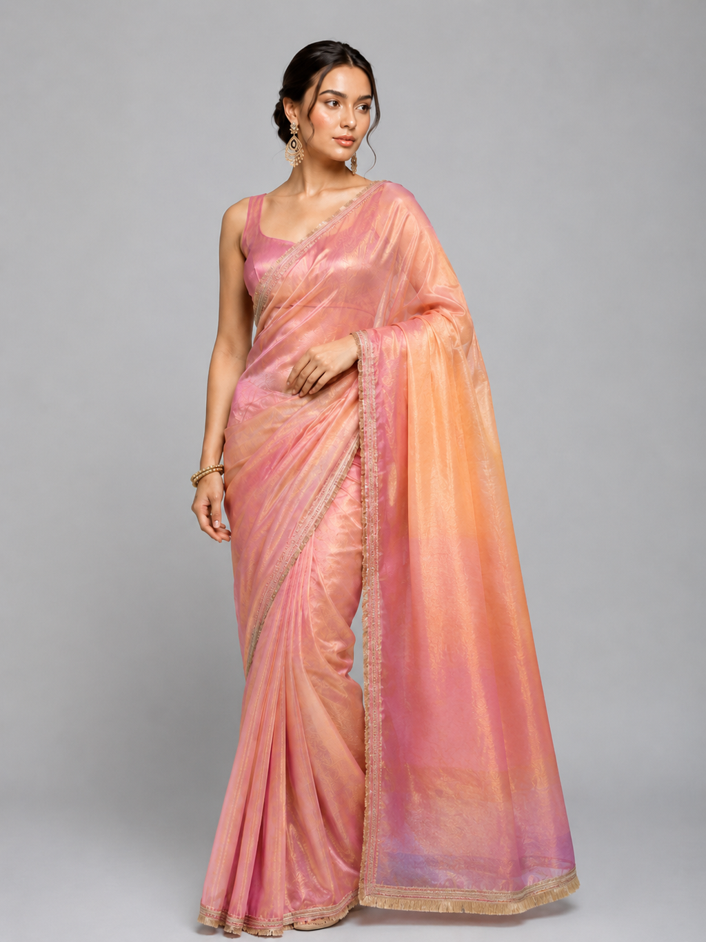 Two Tone Tissue Silk Saree