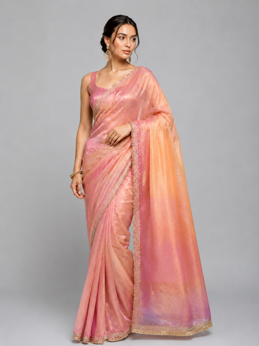 Two Tone Tissue Silk Saree