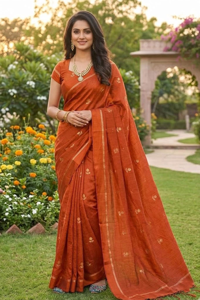 Viscose Khadi Silk Saree with Jacquard Leaf Design Main image