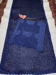 Awesome Khichdi Sequence Work Blue Color Saree