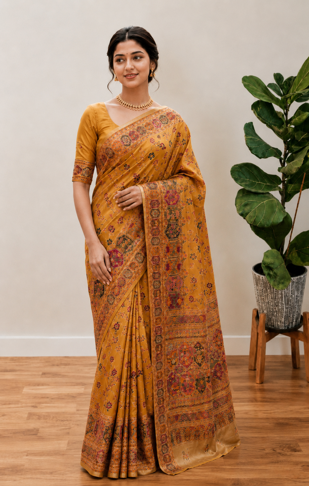 Traditional Rajwadi Zari Border Saree