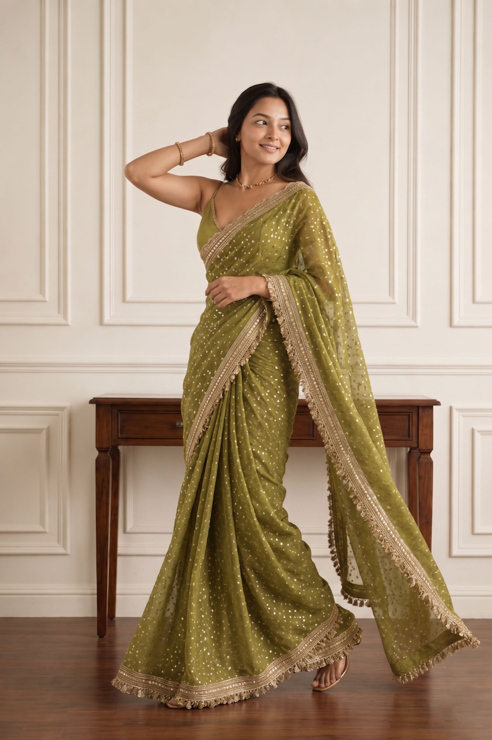 Elegant Lace Weave Saree