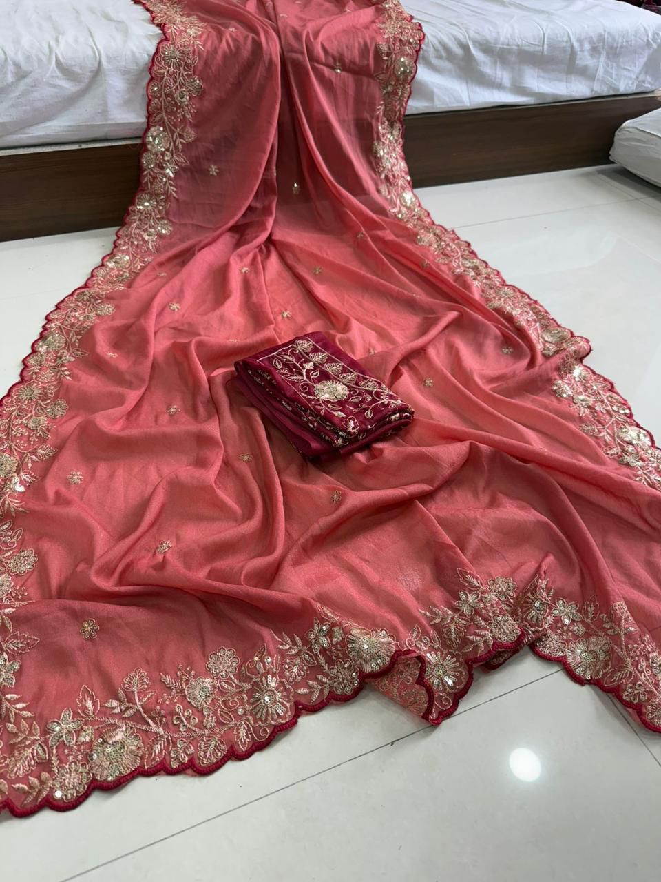 Pure Star Georgette Saree with Cutwork Border