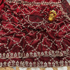 Fandy Satin Silk Saree with Rose Gold Beads Work