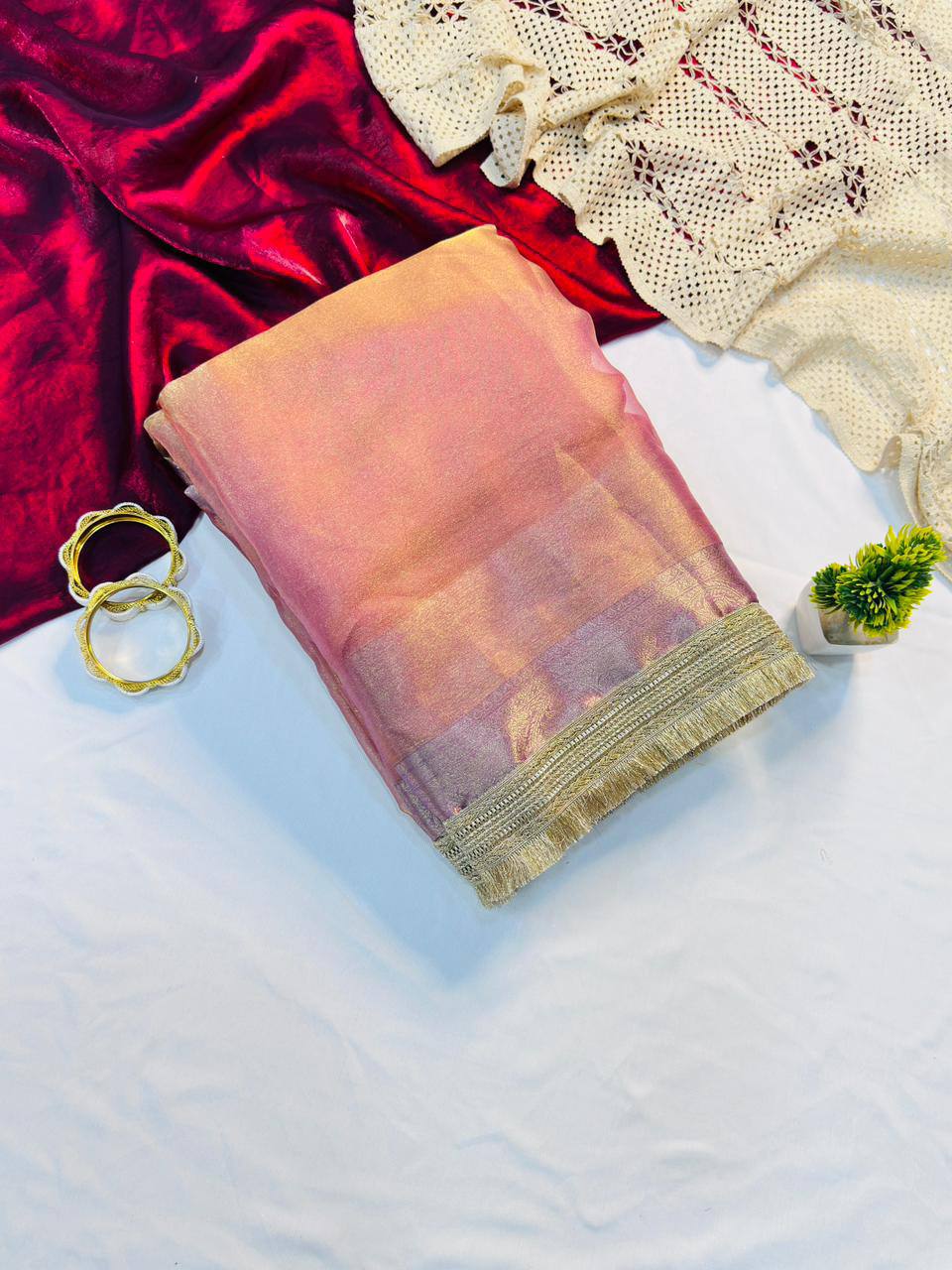 Two Tone Tissue Silk Saree