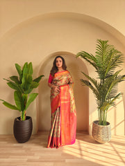 Gorgeous Kanchipuram Silk Orange Color Saree