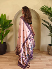 Precious Kalamkari Print Light Pink Color Saree
