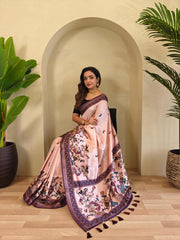 Precious Kalamkari Print Light Pink Color Saree