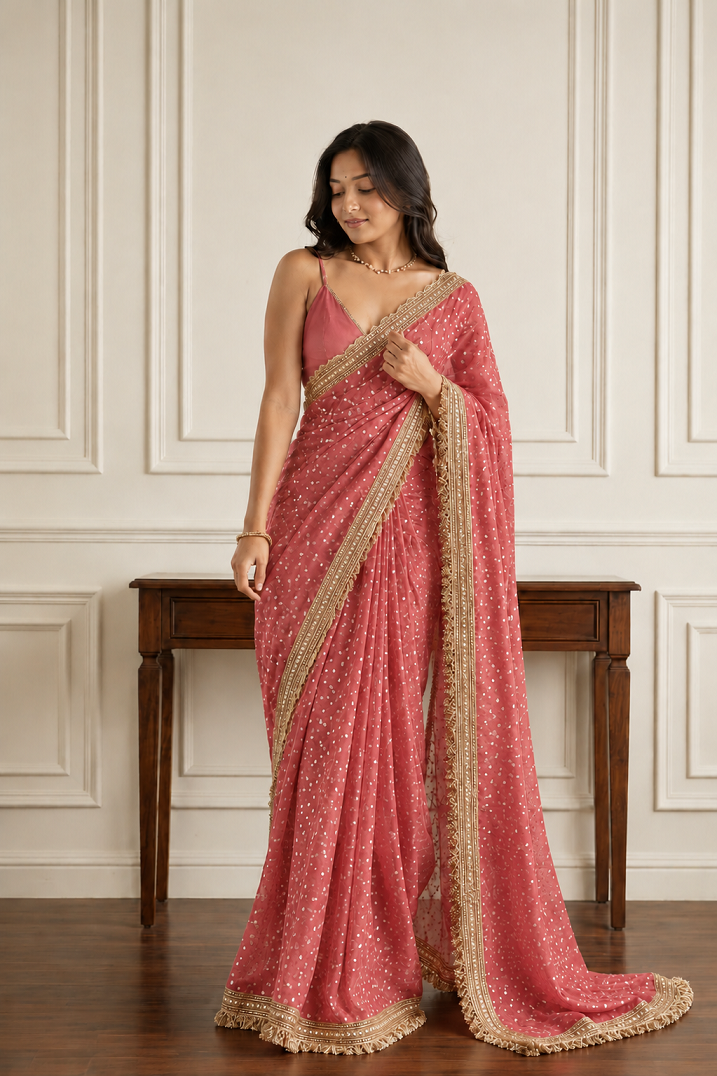 Elegant Lace Weave Saree
