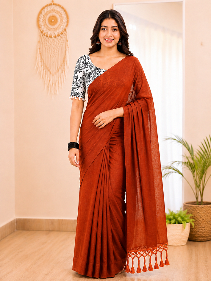 Evergreen Elegance Khadi Cotton Saree