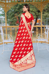 Peaceful Banarasi Silk Red Color Saree