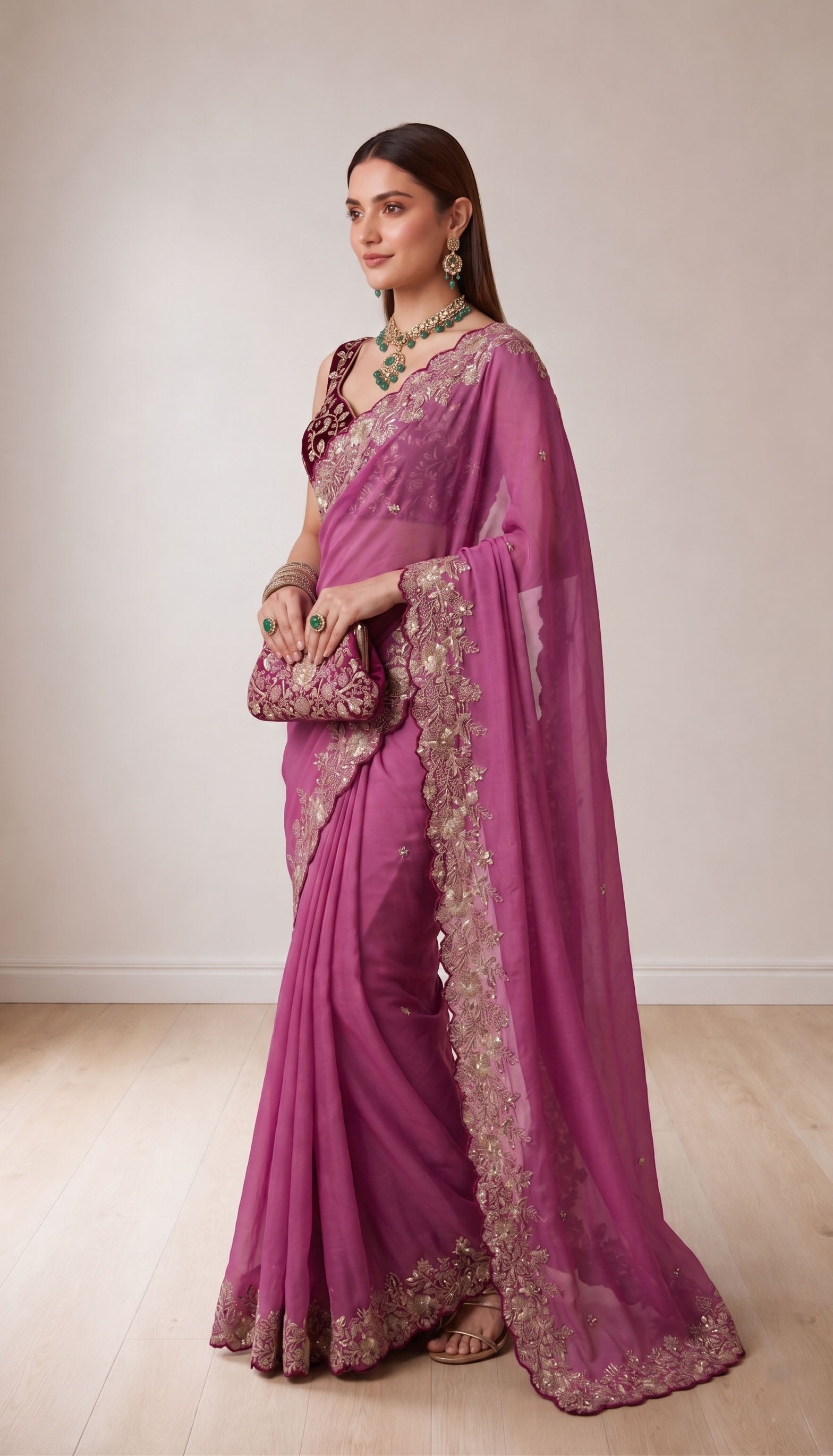 Pure Star Georgette Saree with Cutwork Border