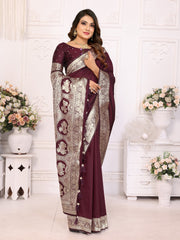 Delightful Banarasi Silk Maroon Color Saree